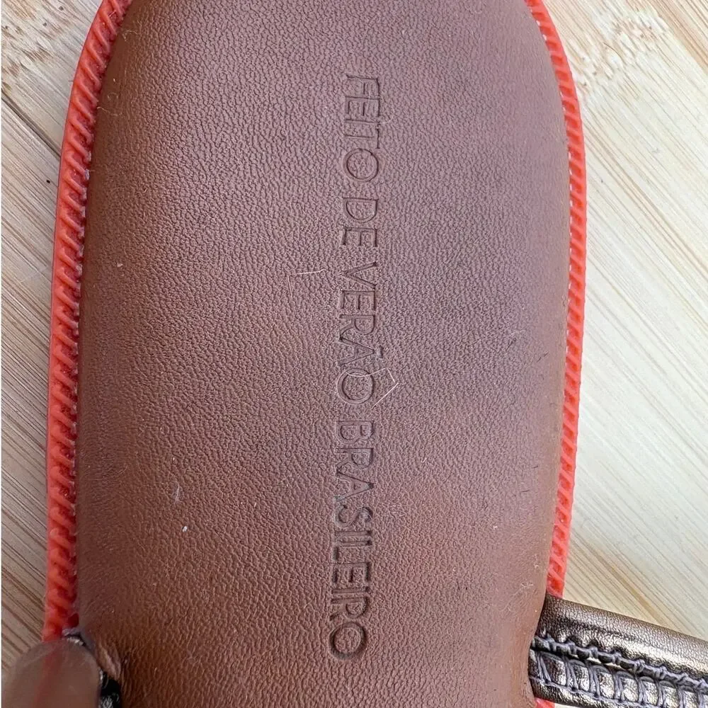 Havaianas Una Acai Cord Strap Slingback Sandals Beach Bronze Orange Sole Sz 9